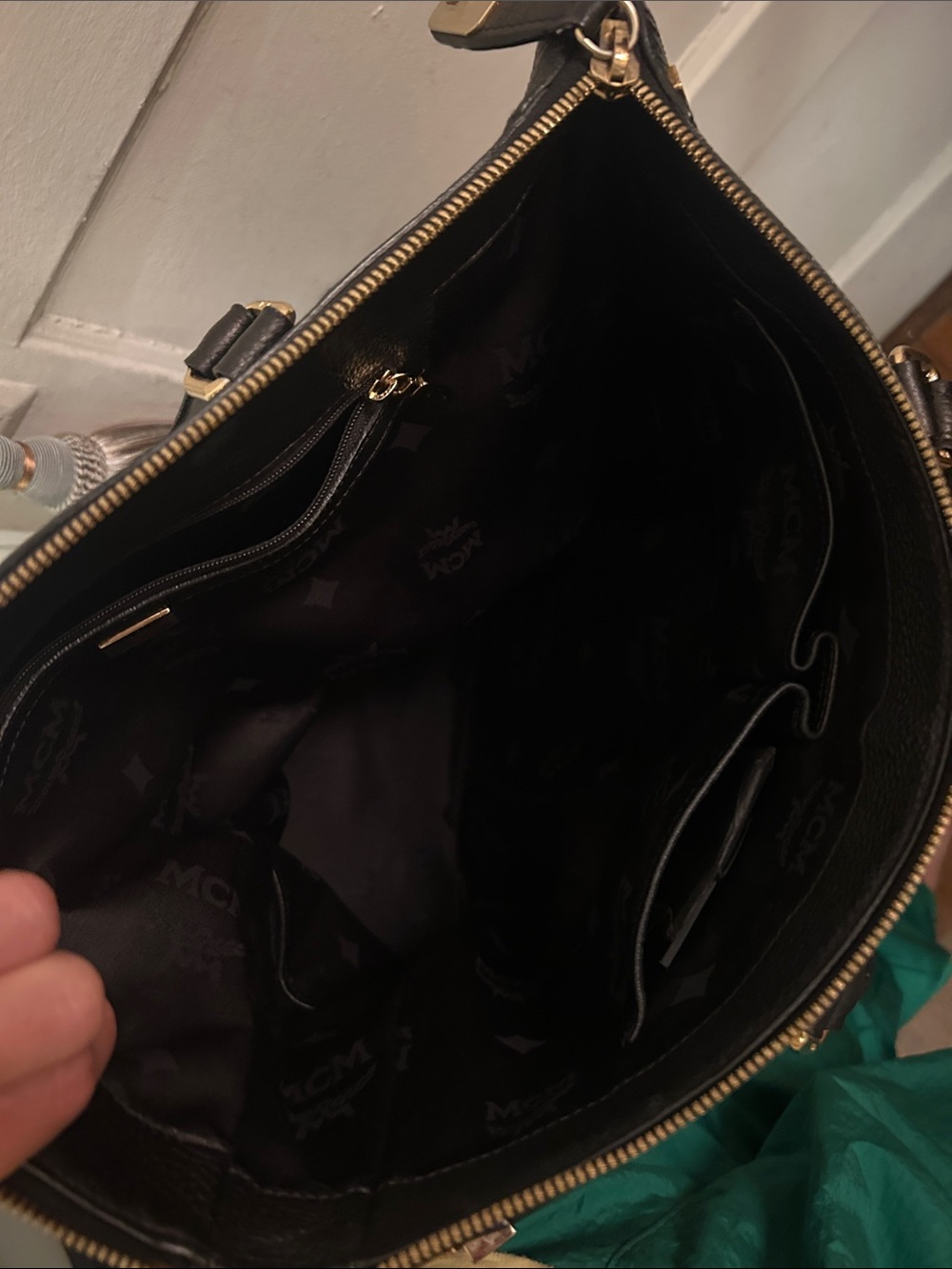 MCM Black Leather Tote with Gold Accents - Picture 4 of 6